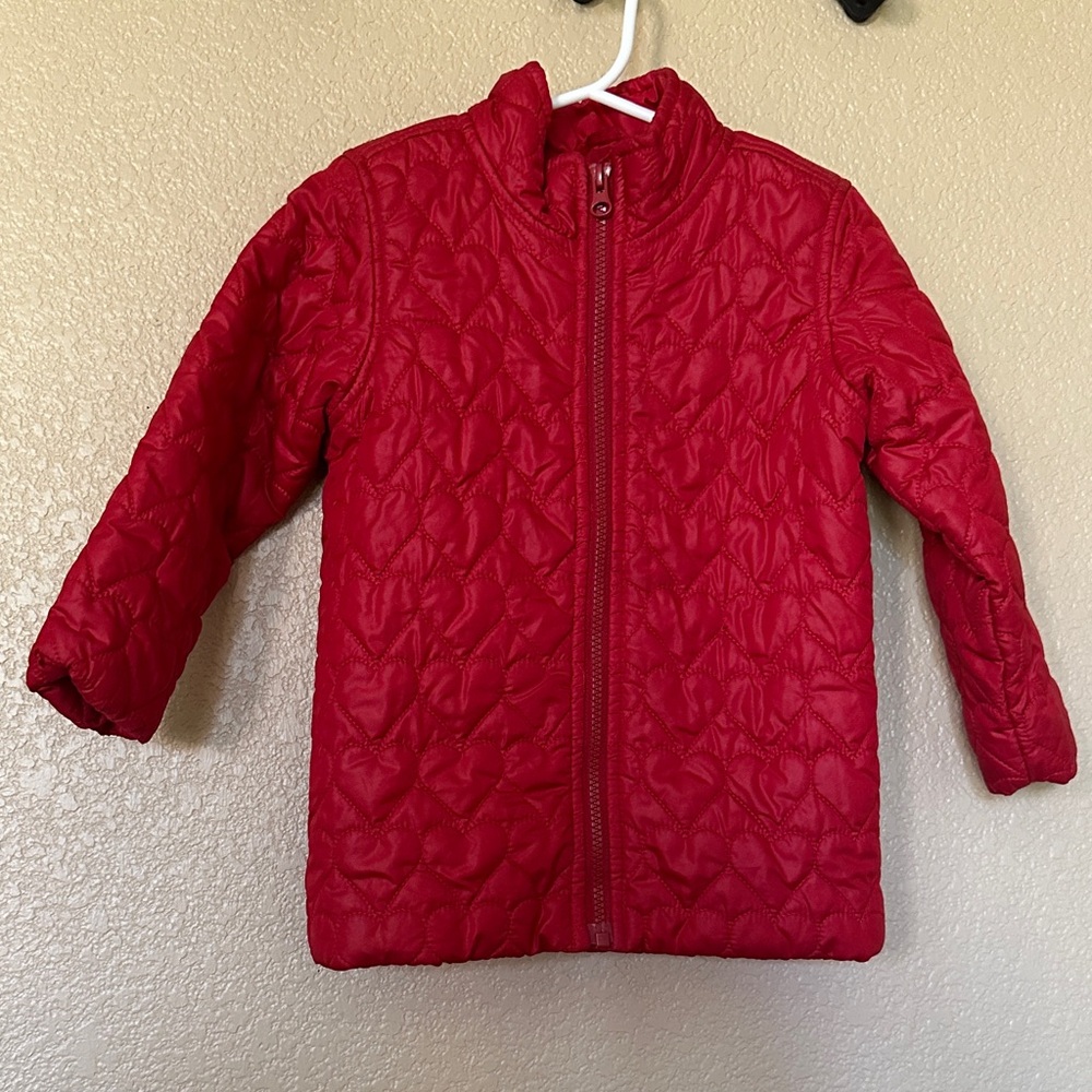 Old Navy Red Quilted Hearts Puffer Coat
